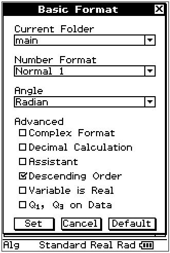 ClassPad Basic Format