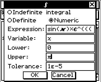 ClassPad Integration Calculation Menu